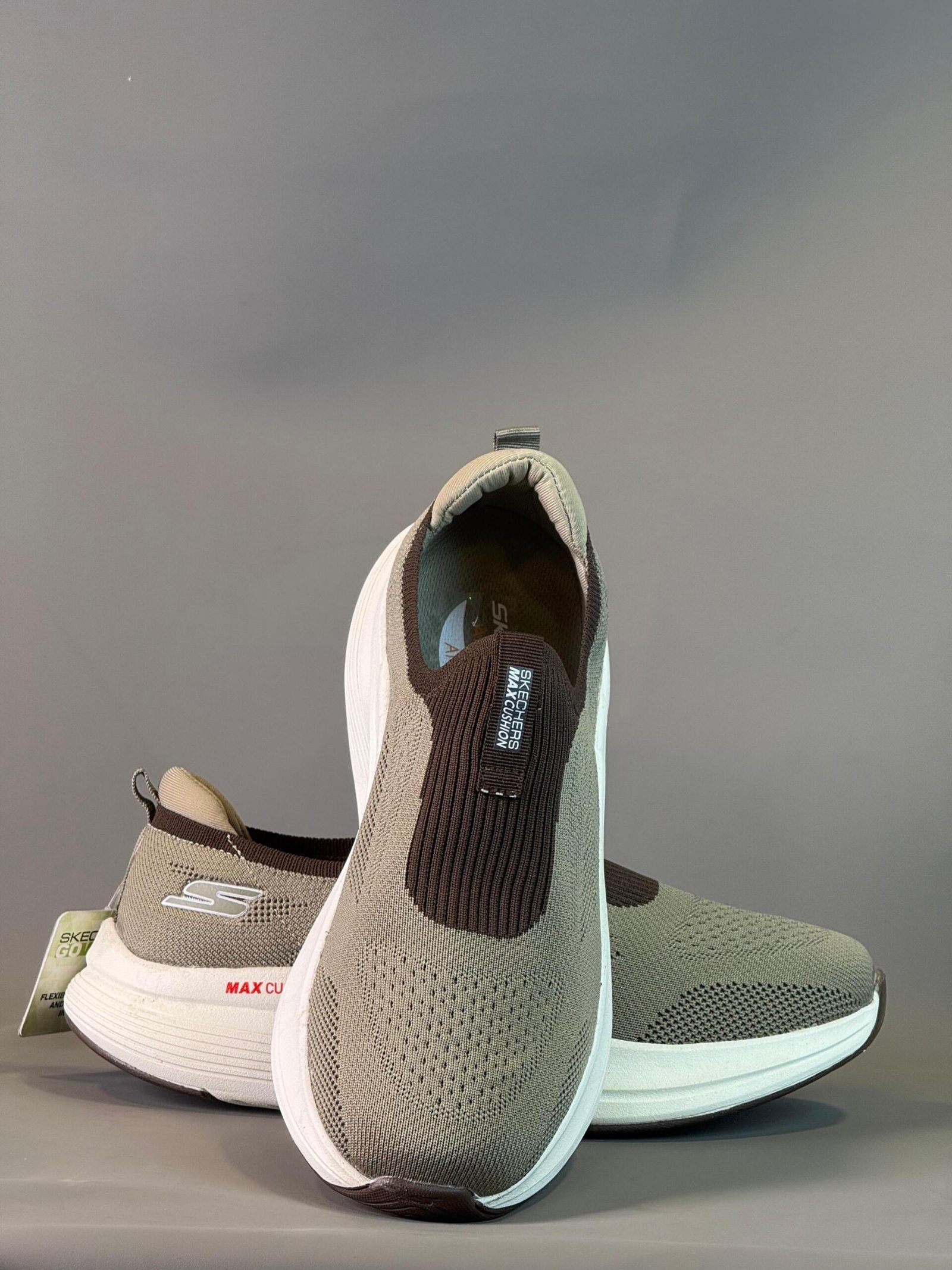 Skechers Max Cushioning Premium Slip-On - Brown & Beige