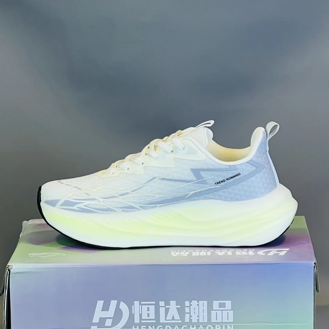 White & Ice Blue Lightweight Cushion Running Shoes - Image 4