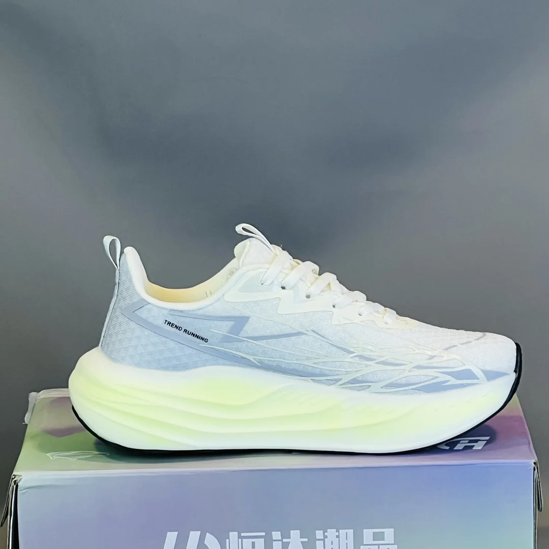 White & Ice Blue Lightweight Cushion Running Shoes - Image 5