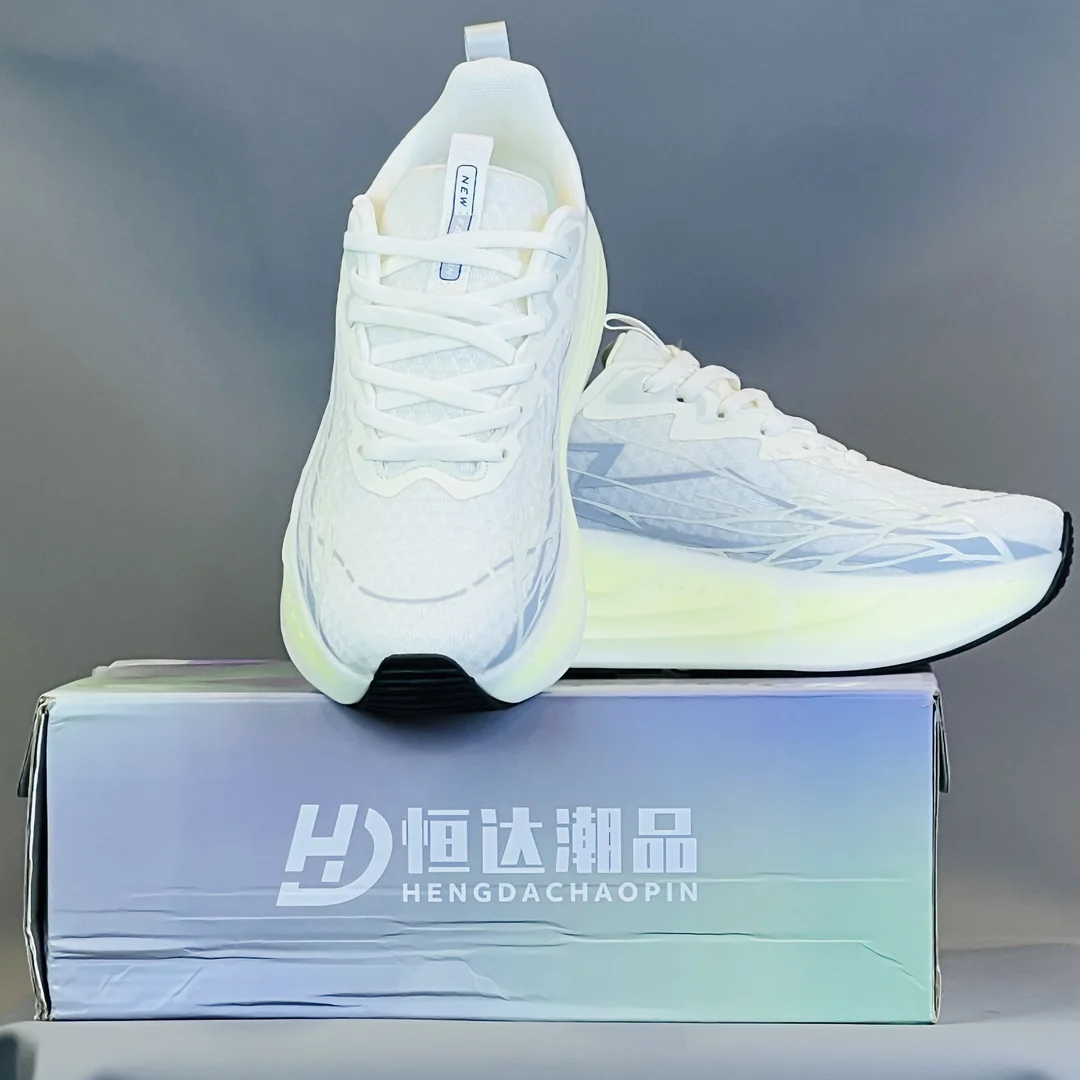 White & Ice Blue Lightweight Cushion Running Shoes - Image 3