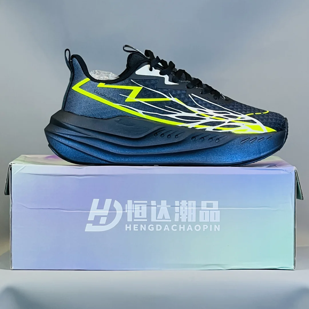 Black & Neon Yellow Flame Pattern Sport Sneakers - Image 3