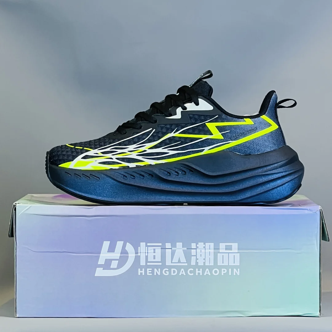Black & Neon Yellow Flame Pattern Sport Sneakers - Image 4