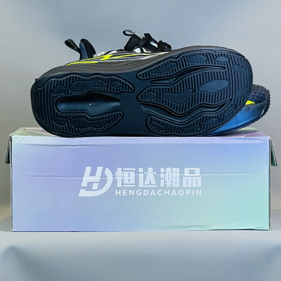 Black & Neon Yellow Flame Pattern Sport Sneakers - Image 2