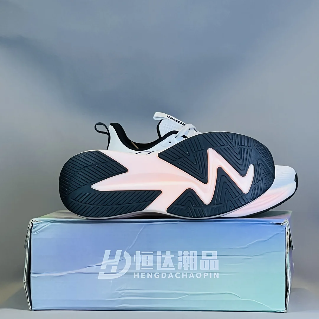White & Peach Accent Sole Dynamic Streak Sneakers - Image 2